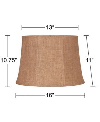 Natural Burlap Medium Drum Lamp Shade 13" Top x 16" Bottom x 11" Slant x 10.75" High (Spider) Replacement with Harp and Finial