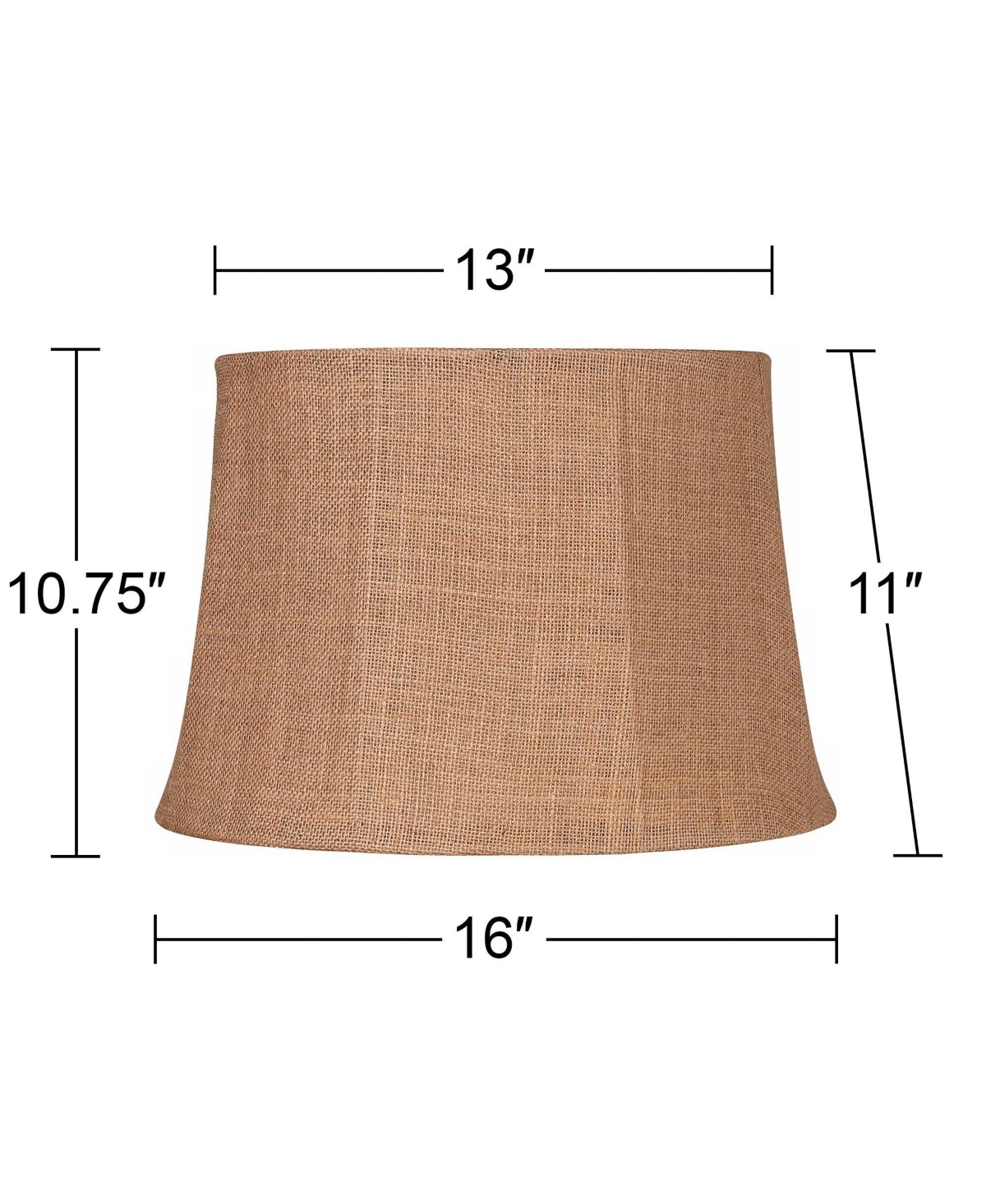 Springcrest Natural Burlap Medium Drum Lamp Shade 13" Top x 16" Bottom x 11" Slant x 10.75" High (Spider) Replacement with Harp an