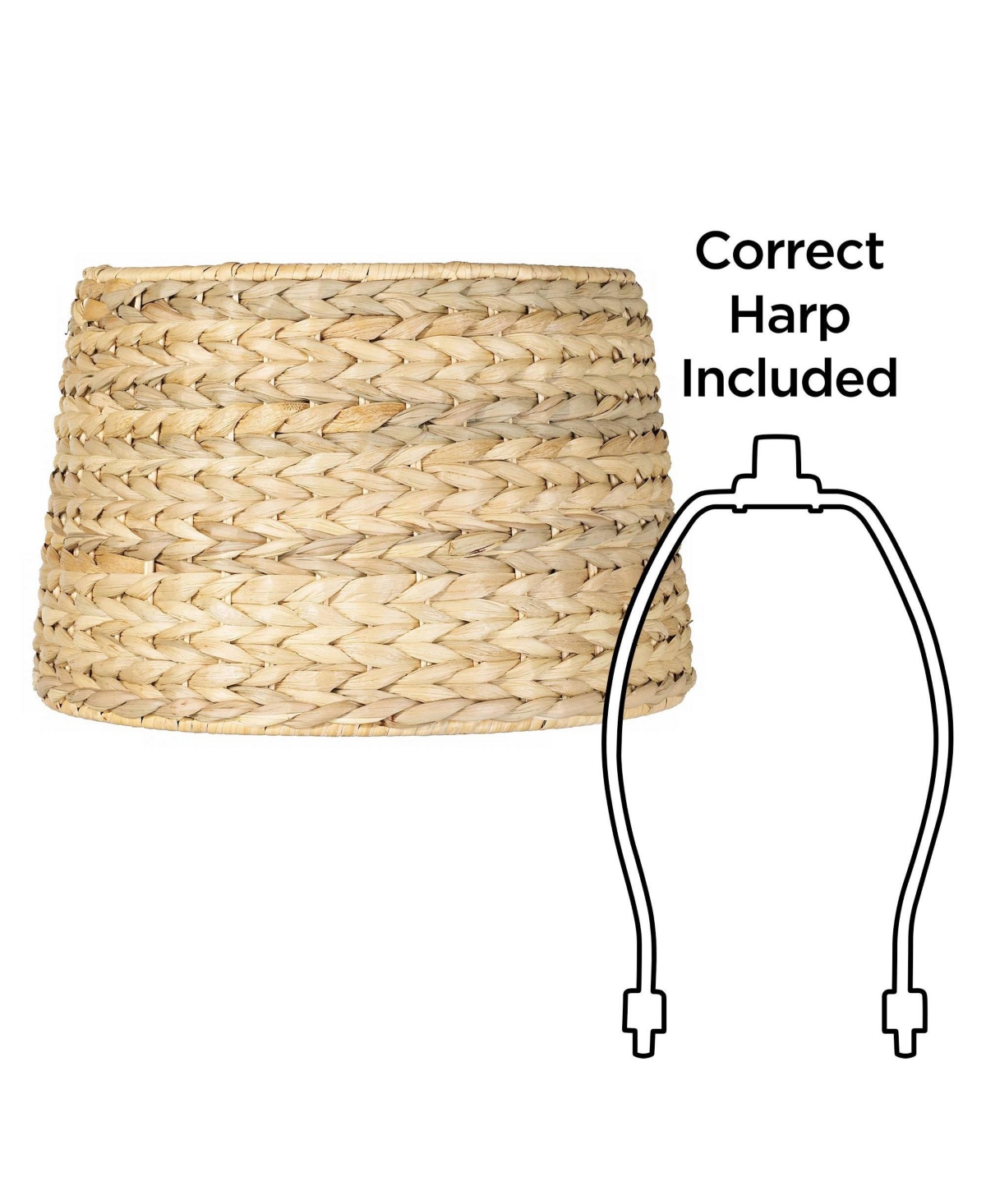 Springcrest Woven Seagrass Small Drum Lamp Shade Top x Bottom x Slant x High (Spider) Replacement with Harp and Finial