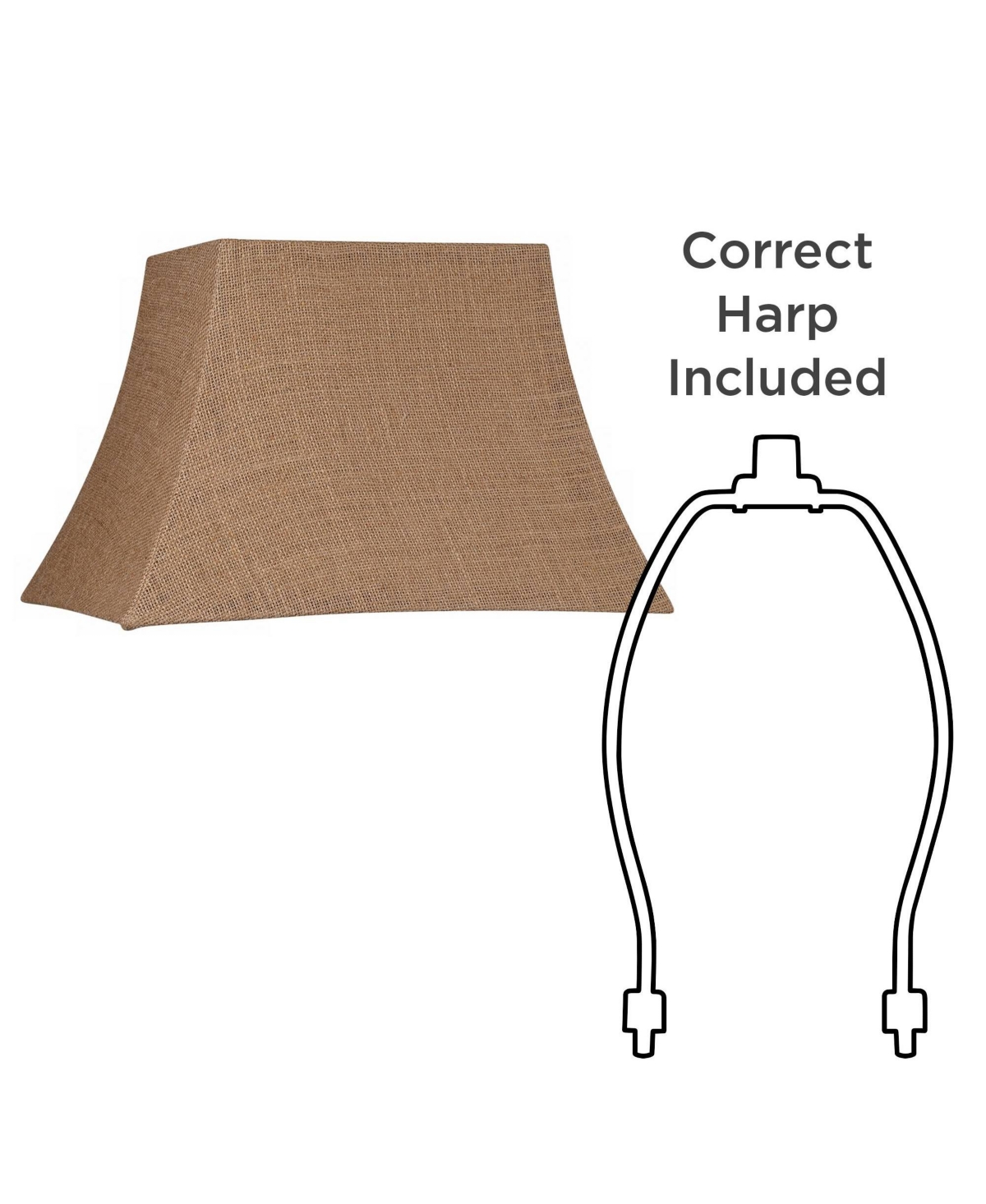 Natural Burlap Medium Rectangle Lamp Shade Wide x Deep at Top and Wide x Deep at Bottom and Slant x H (Spider) Replacement wi