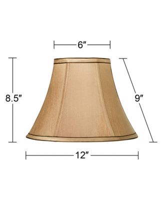 Tan Small Bell Lamp Shade and Brown Trim 6" Top x 12" Bottom x 9" High (Spider) Replacement with Harp and Finial