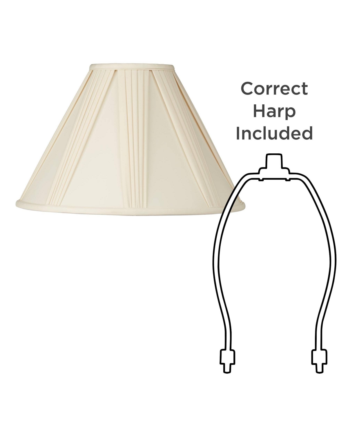 Empire Lamp Shade Ivory French DrapeLarge Top x Bottom x High Spider with Replacement Harp and Finial Fitting - Springcrest - White