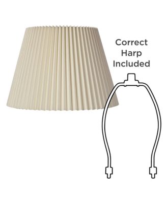 Ivory Linen Knife Pleat Medium Lamp Shade 9" Top x 14.5" Bottom x 10" High (Spider) Replacement with Harp and Finial