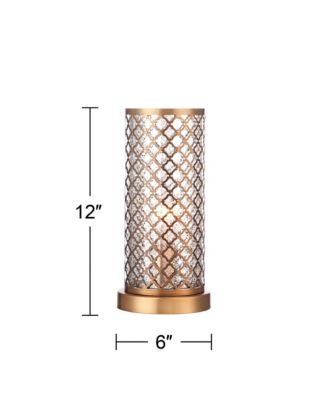 Modern Accent Table Lamp 12" High Brass Metal Lattice Outer Mercury Glass Inner Shade for Bedroom Bedside Nightstand
