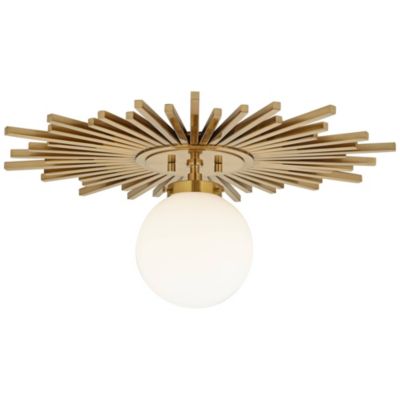 Hazel Modern Ceiling Light Semi Flush Mount Fixture 24" Wide Warm Brass White Globe Shade for Bedroom Kitchen Living Room Hallway