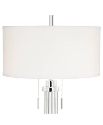 Cadence Modern Table Lamp 30" Tall Glass Column White Shade for Bedroom Living Room Bedside Nightstand Office Family House Home