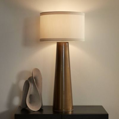 Karen Modern Table Lamp 36" Tall Dark Gold Glass Off White Fabric Drum Shade for Bedroom Living Room Bedside Nightstand Office