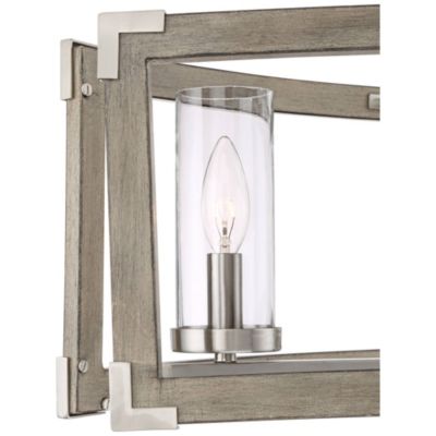 Kerr Wood Brushed Nickel Island Pendant Chandelier 32.75" Wide Modern Clear Glass Shade 5-Light Fixture for Dining Room Living House Home Foyer Kitchen Island Entryway Bedroom