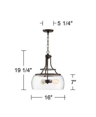 Charleston Painted Bronze Iron Pendant Chandelier 16" Wide Rustic Farmhouse Clear Glass Shade LED 3-Light Dining Room House Foyer Entryway Kitchen Bedroom Living Room Ceilings