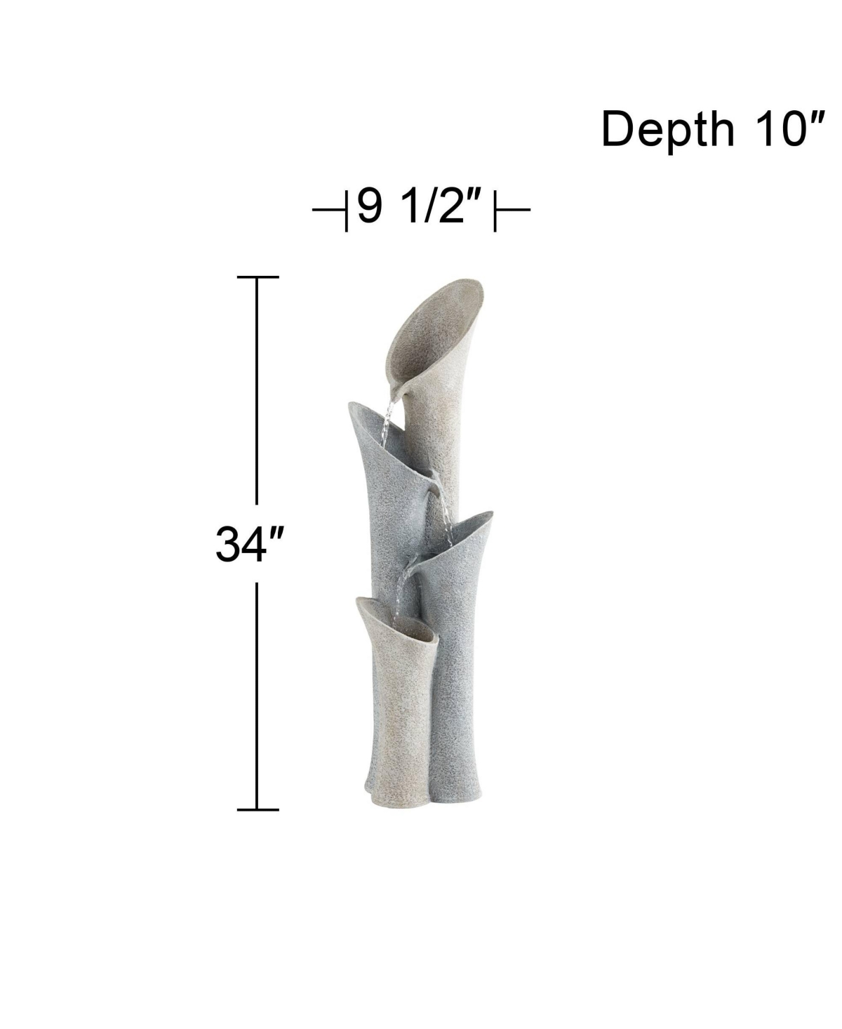 Bell Modern Zen Outdoor Floor Tiered Water Fountain High Cascading Decor Faux Stone for Garden Patio Backyard Deck Home Lawn Porch House Relaxatio