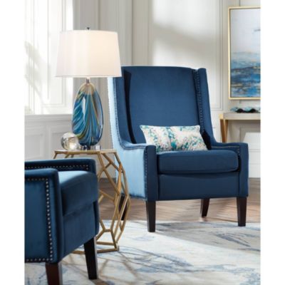 Pablo Modern Table Lamp 27" Tall Blue Art Glass White Tapered Drum Shade for Bedroom Living Room Bedside Nightstand Office Family