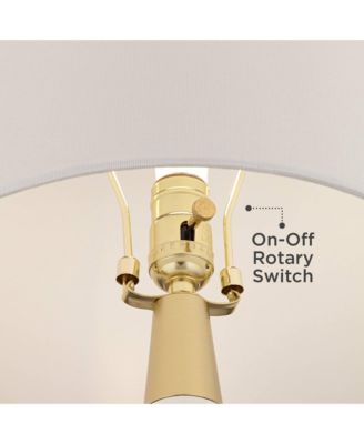 Nesbit 25" High Mid Century Modern Table Lamps Set of 2 USB Port White Gold Ceramic Metal Living Room Charging