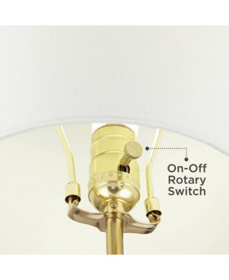 Luxe Modern Buffet Console Table Lamp 32" Tall Skinny Sculptural Gold Scroll Metal White Drum Shade for Bedroom Living Room Bedside Nightstand House Home Dining Entryway Office - Possini Euro Design