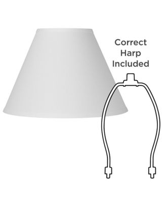 Set of 2 Antique White Linen Medium Empire Lamp Shades 6.5" Top x 15" Bottom x 10.75" High (Spider) Replacement with Harp and Finial