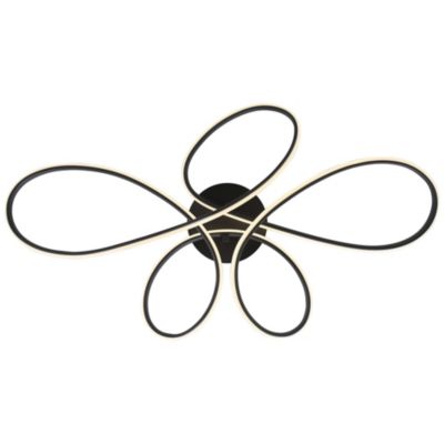 Helix Modern Semi Flush-Mount Ceiling Light Sand Black Dimmable LED Twisting 36 1/2" Wide Kitchen Living Room