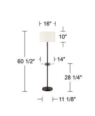 Caper Modern Floor Lamp with Tray Table 60 1/2" Tall Bronze USB and AC Power Outlet Off White Fabric Drum Shade for Living Room Office