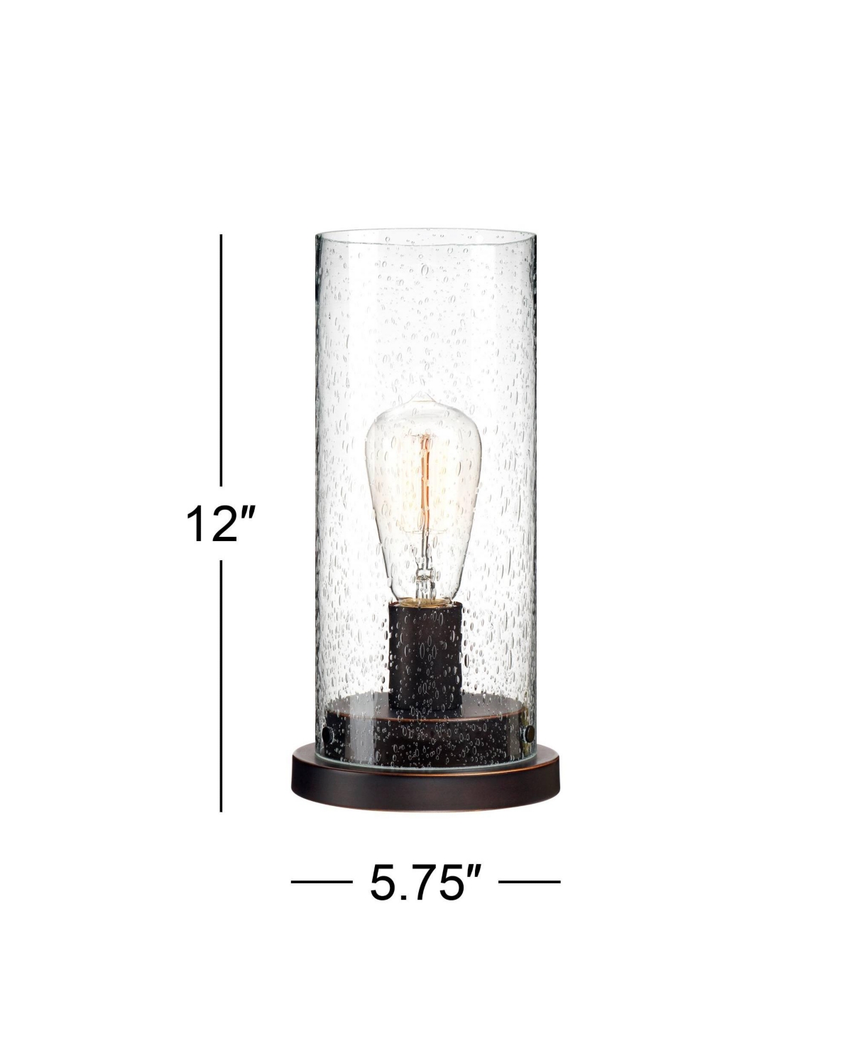 Libby Rustic Industrial Farmhouse Accent Uplight Table Lamp High Led Bronze Metal Seeded Glass Cylinder Shade for Bedroom House Bedside Living Roo