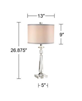 Aline 26 1/2" Tall Traditional Table Lamp Clear Crystal Single Gray Shade Living Room Bedroom Bedside