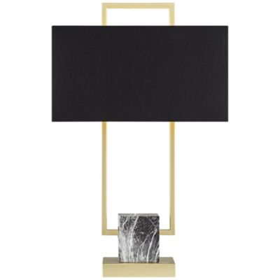 Carl Modern Table Lamp 24 3/4" High Gold Metal Gray Faux Marble Black Rectangular Shade for Bedroom Living Room Bedside Nightstand Office