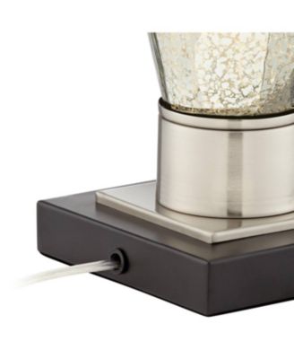 Landro Modern Mid Century Table Lamps 27 1/2" Tall Set of 2 Mercury Glass Black Drum Shade for Bedroom Living Room Bedside Office Family