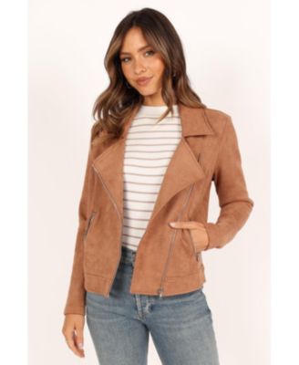 Womens Spencer Faux Suede Moto Jacket