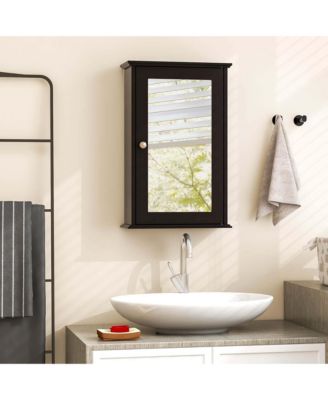 Bathroom Wall Cabinet Single Mirror Door Cupboard Wood Shelf Storage Medicine Cabinet