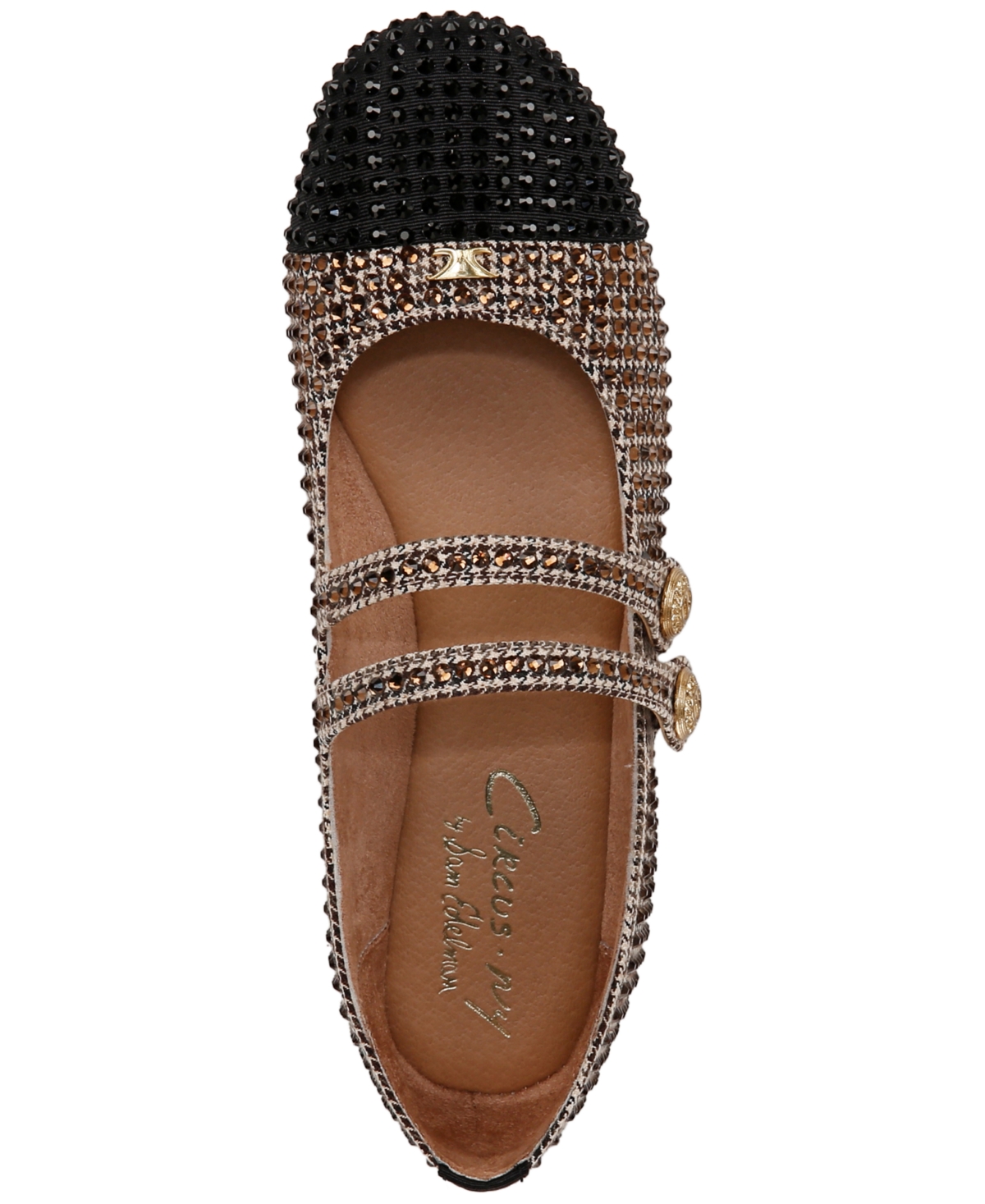 Circus Ny by Sam Edelman Women's Zoey Double Buckle Mary Jane Ballet Flats -Black Rhinesto