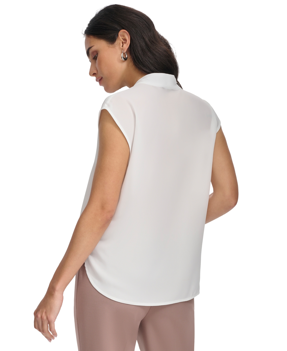 Calvin Klein Women's Cap Sleeve Faux-Wrap Blouse
