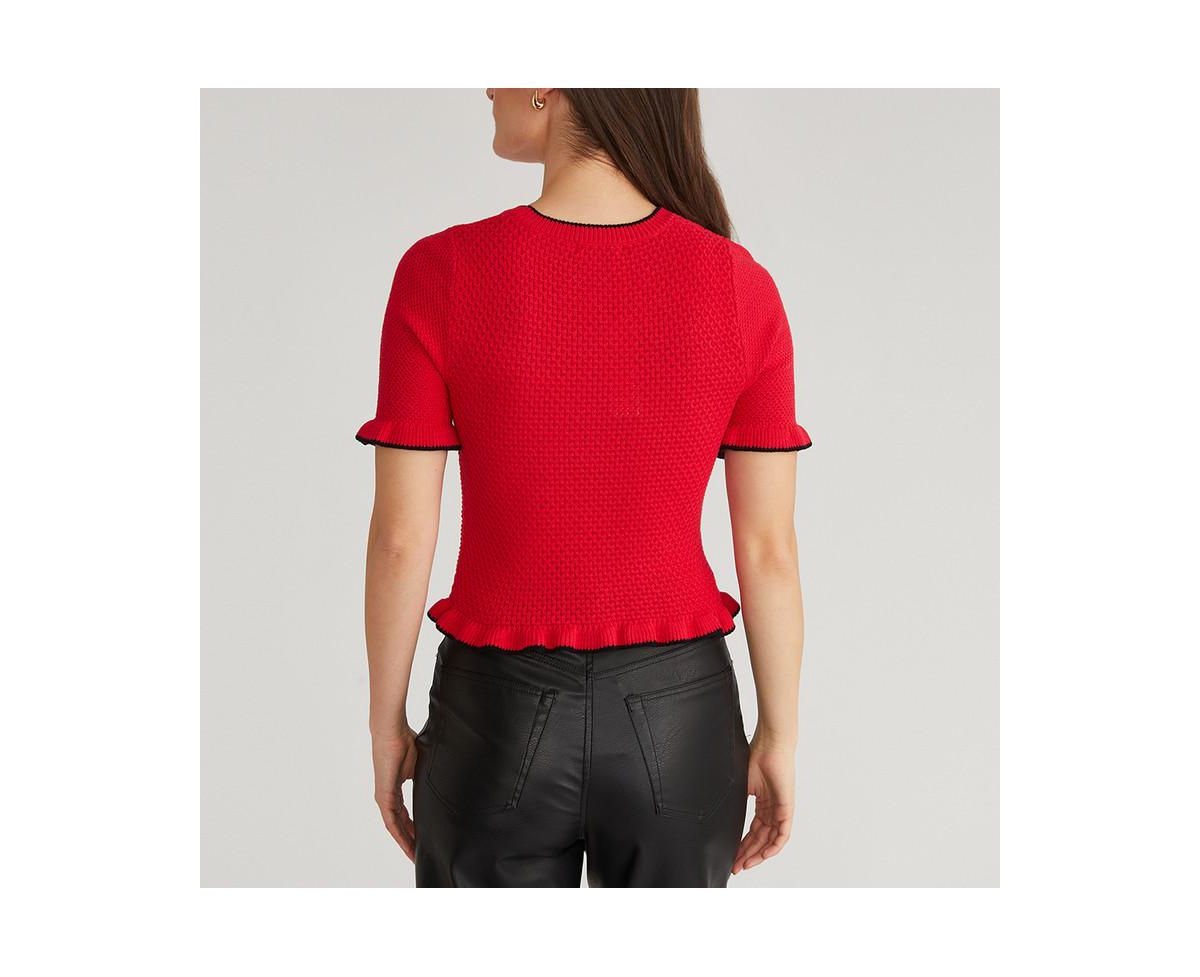 525 Women's Caroline Mixed Stitch Ruffle Pullover