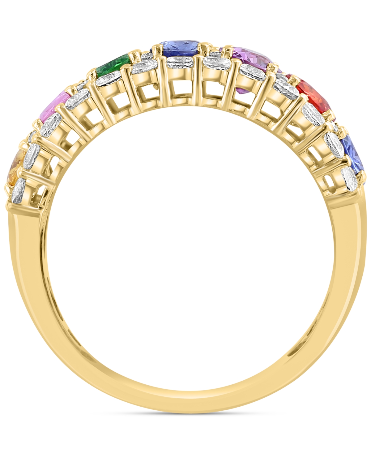 Effy Blue & White Sapphire Ring (3-1/2 ct. t.w.) & Diamond (1/20 ct. t.w.) in 14k White Gold. (Also available Emerald and Pink Sapphire) - Multi-Sapph