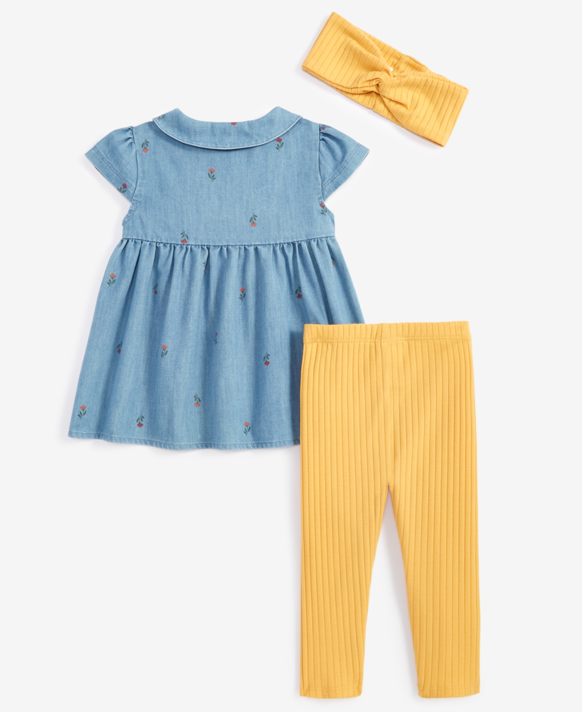 First Impressions Baby Girls Headband,Tunic & Leggings, 3 Piece Set, Created for Macy's - Chambray