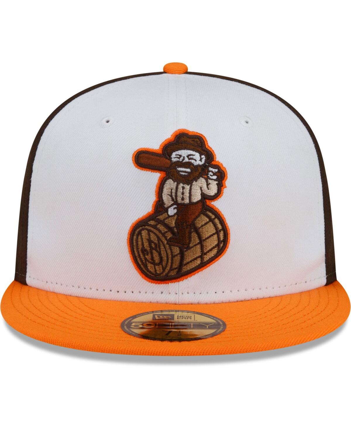 New Era Men'sOrange Bowling Green Hot Rods Theme Night 59FIFTY Fitted Hat - White, Orange