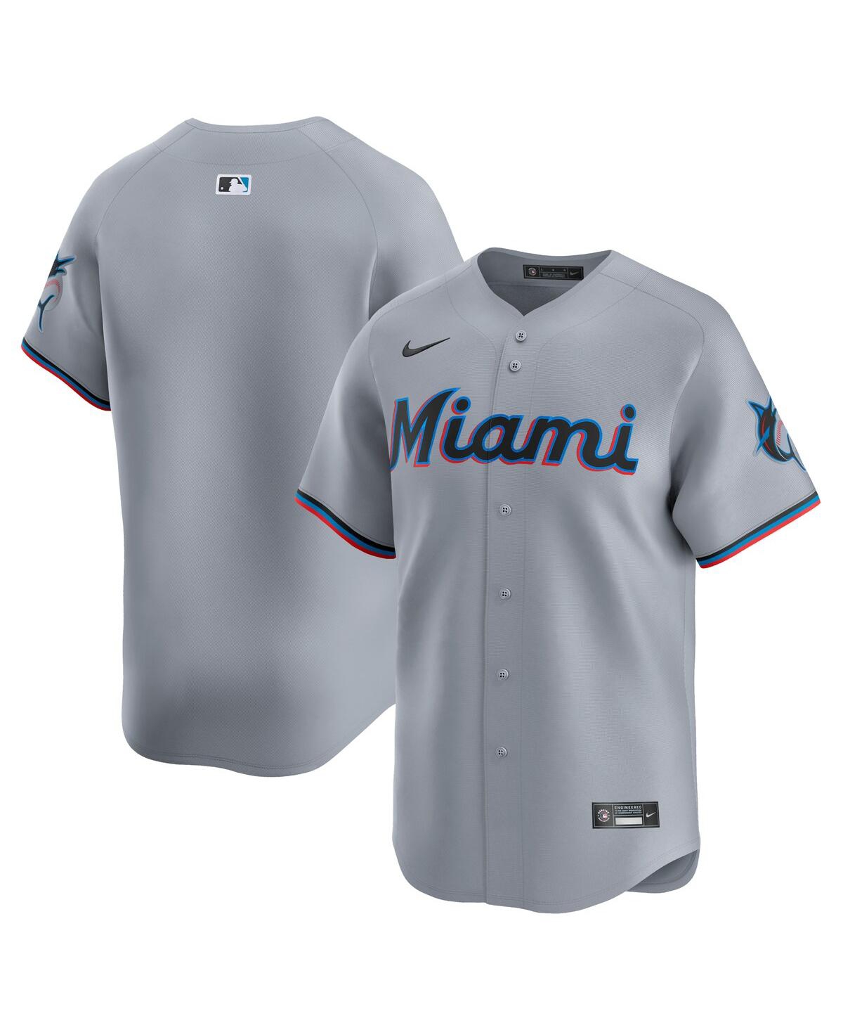 Nike Men'sMiami Marlins Road Limited Jersey - Gray