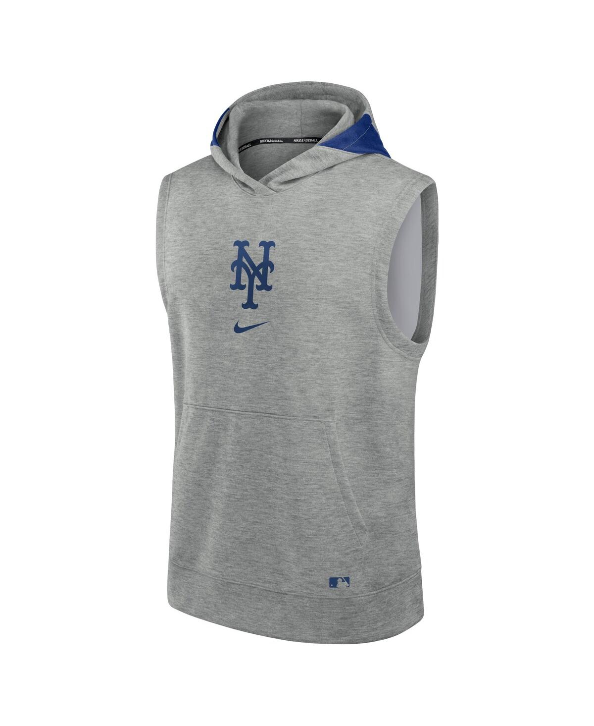 Nike Men'sNew York Mets Authentic Collection Early Work Performance Sleeveless Pullover Hoodie - Heather Gray, Royal