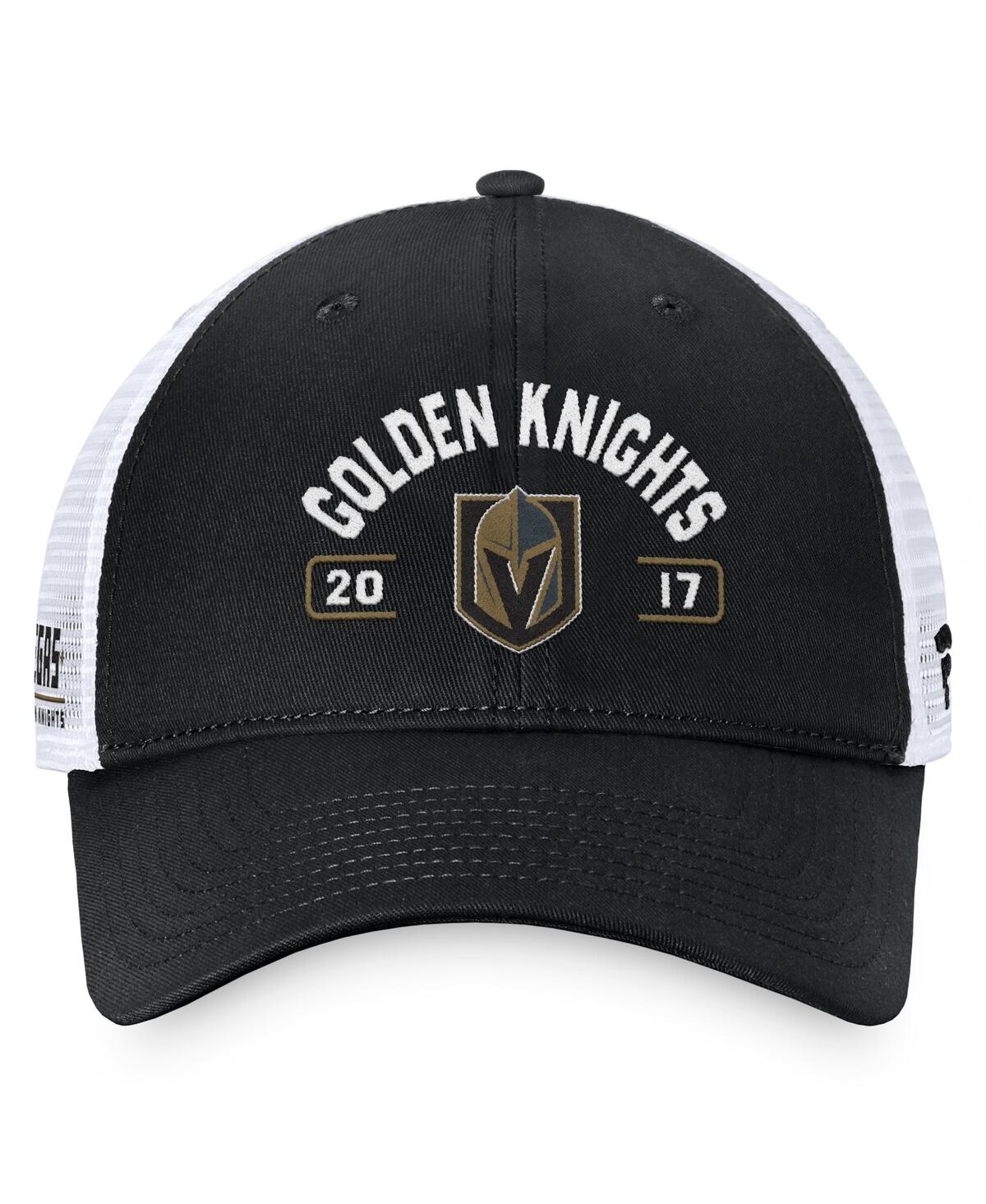 Fanatics Men's Black/white Vegas Golden Knights Free Kick Trucker Adjustable Hat In Black,white