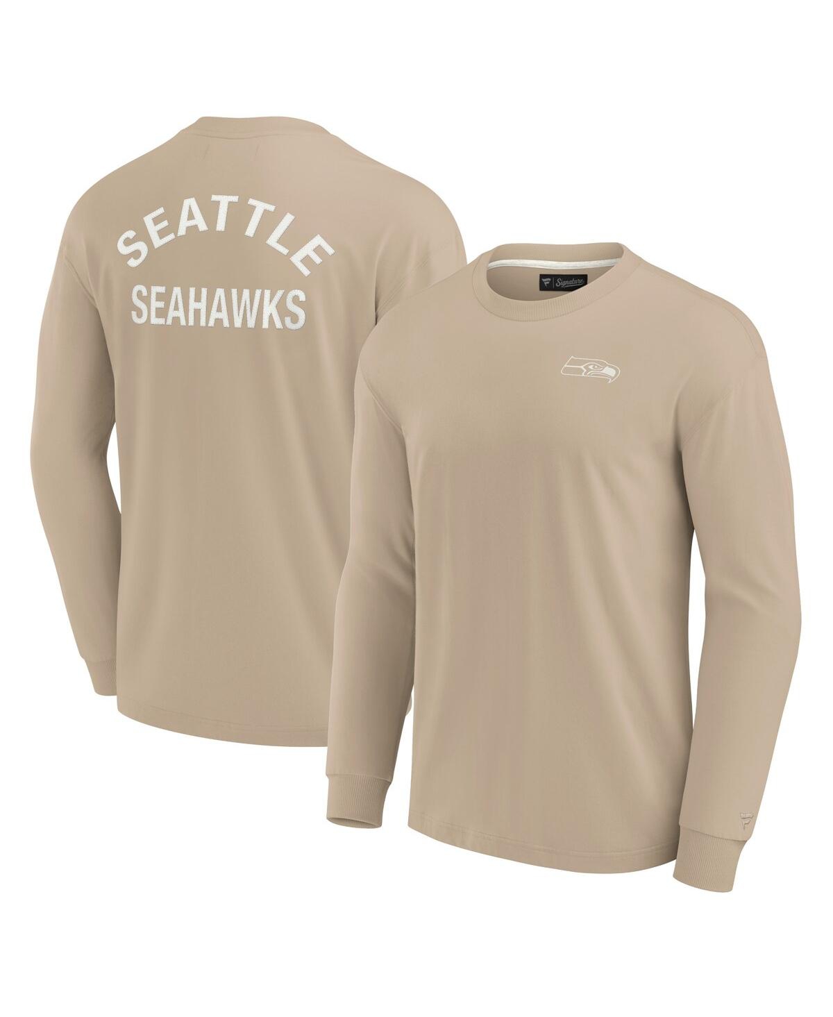 Men's and Women's Khaki Seattle Seahawks Elements Super Soft Long Sleeve T-Shirt - Khaki
