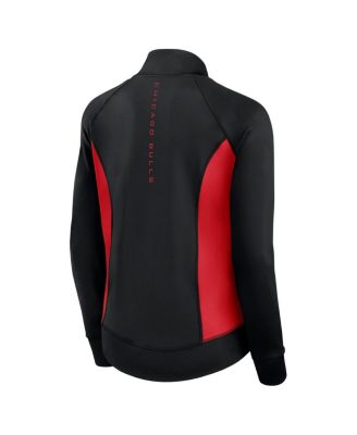 Women's Black Chicago Bulls Studio Fitted Full-Zip Gym Track Jacket