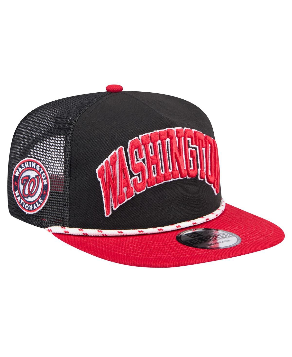 NEW ERA MEN'S BLACK WASHINGTON NATIONALS THROWBACK MESHBACK GOLFER HAT 
