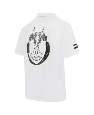 Men's White Looney Tunes Bugs Bunny Melted Skeleton Button-Up Shirt