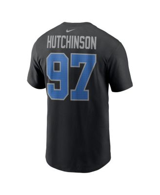 Nike Men's Aidan Hutchinson Black Detroit Lions Player Name Number T-Shirt
