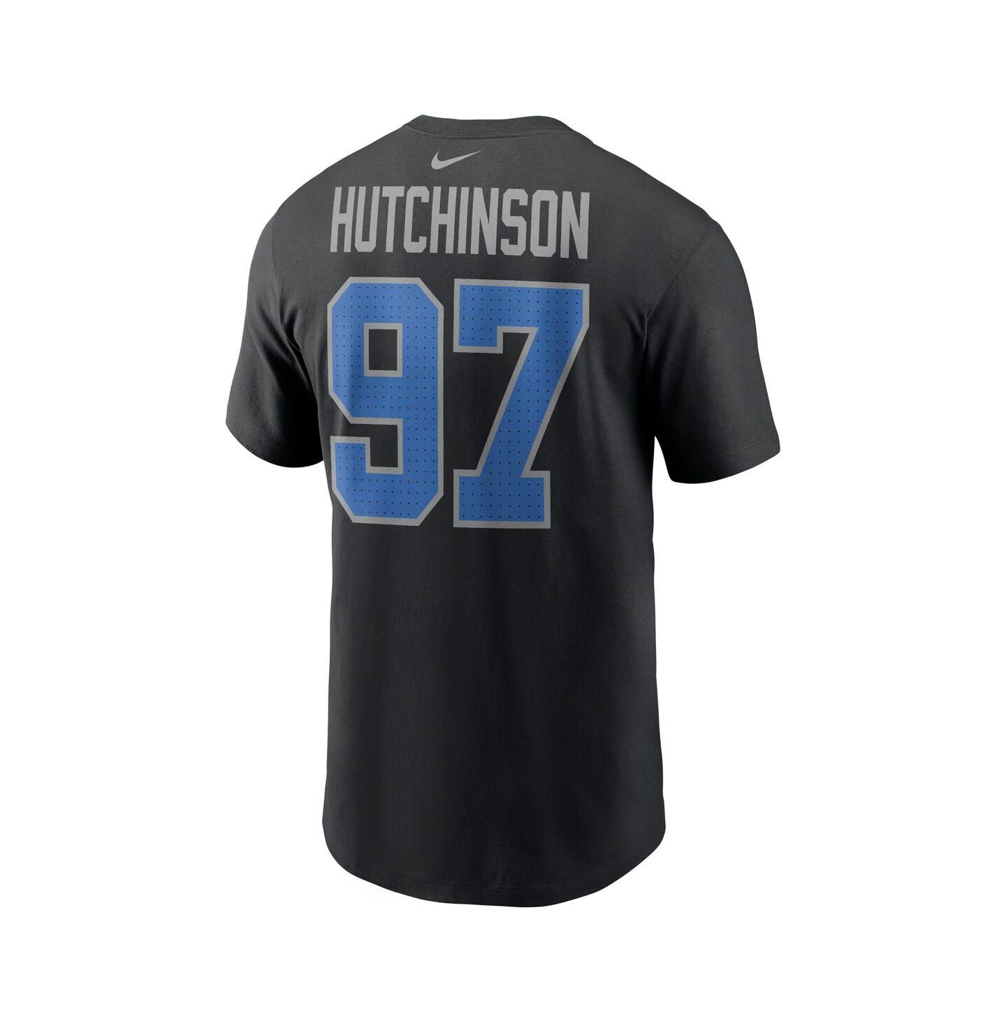 Мужская футболка Fanatics Nike Aidan Hutchinson Black Detroit Lions Player Name & Number — фото 3