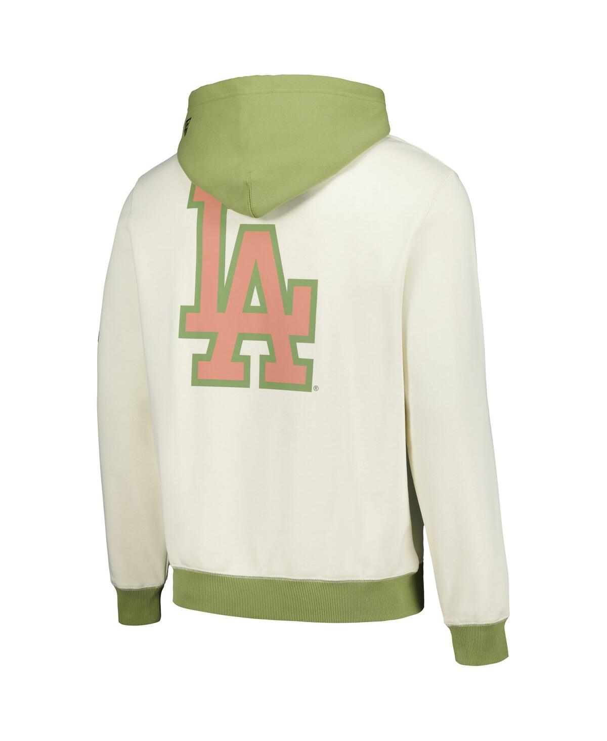 New Era Men's Cream/green Los Angeles Dodgers Color Pop Pullover Hoodie In Cream,green