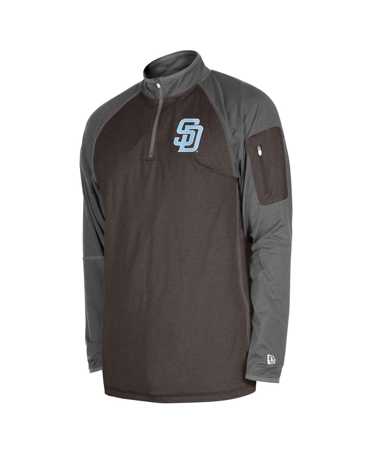 NEW ERA MEN'S BROWN SAN DIEGO PADRES FATHER'S DAY RAGLAN QUARTER-ZIP TOP 