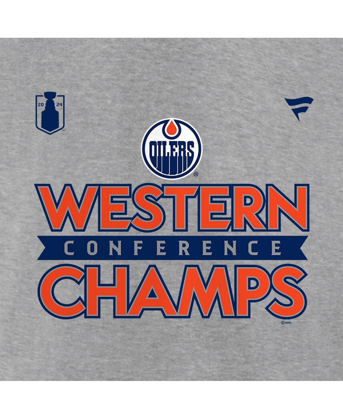 Fanatics Men'sEdmonton Oilers 2024 Western Conference Champions Big Tall Locker Room T-Shirt - Heather Gray