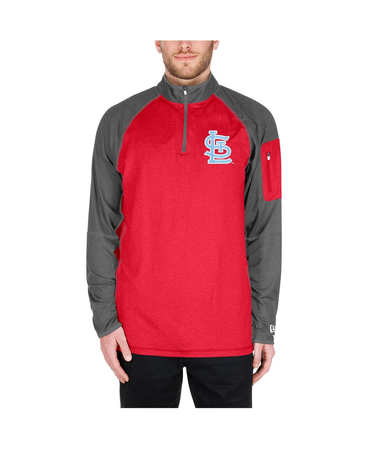 Shop New Era Men's Red St. Louis Cardinals Father's Day Raglan Quarter-zip Top