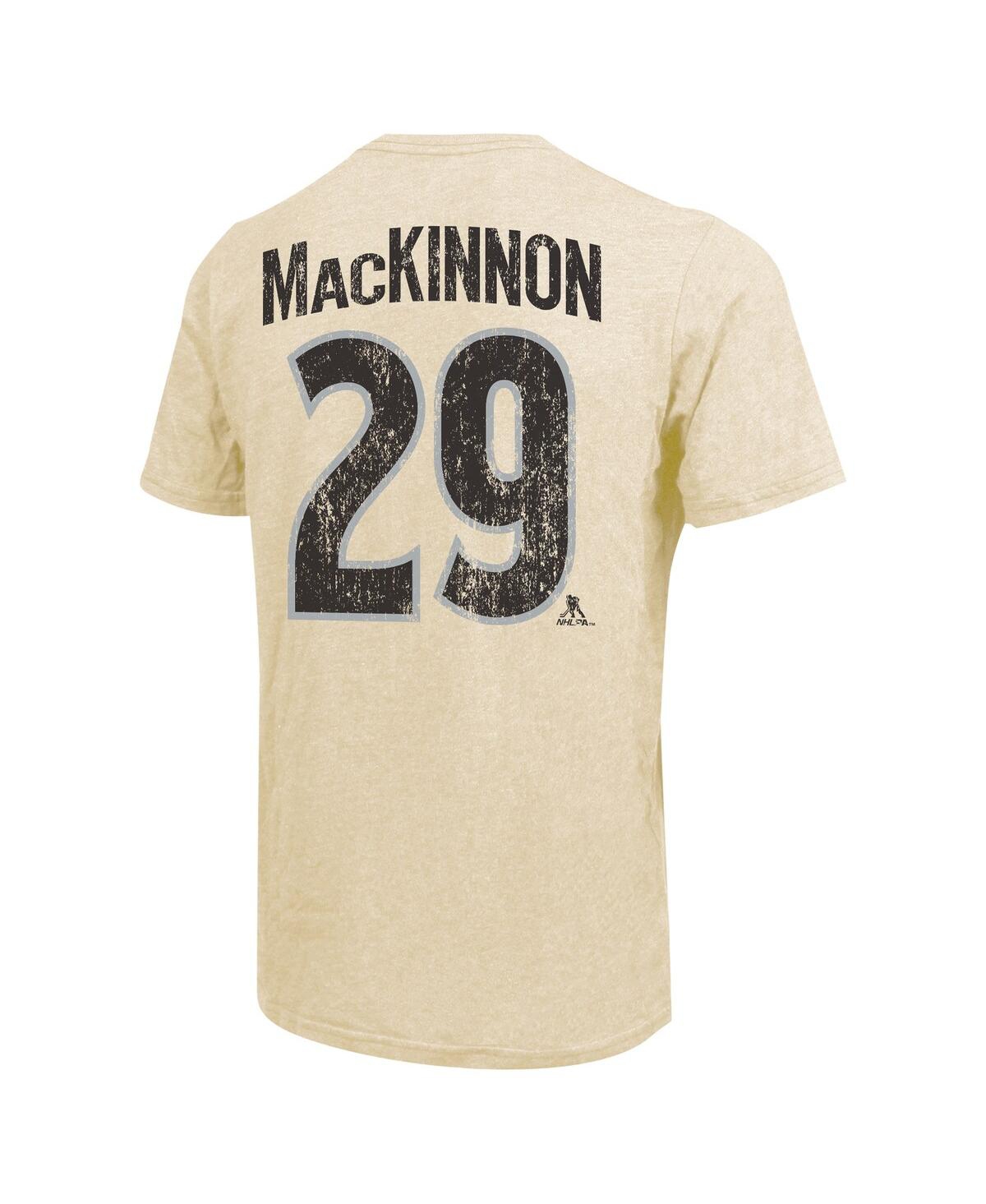 Majestic Threads Men's Nathan Mackinnon Cream Colorado Avalanche Dynasty Name Number Tri-blend T-shirt In Cream