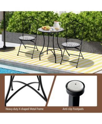 24 Inch Patio Bistro Table with Ceramic Tile Tabletop
