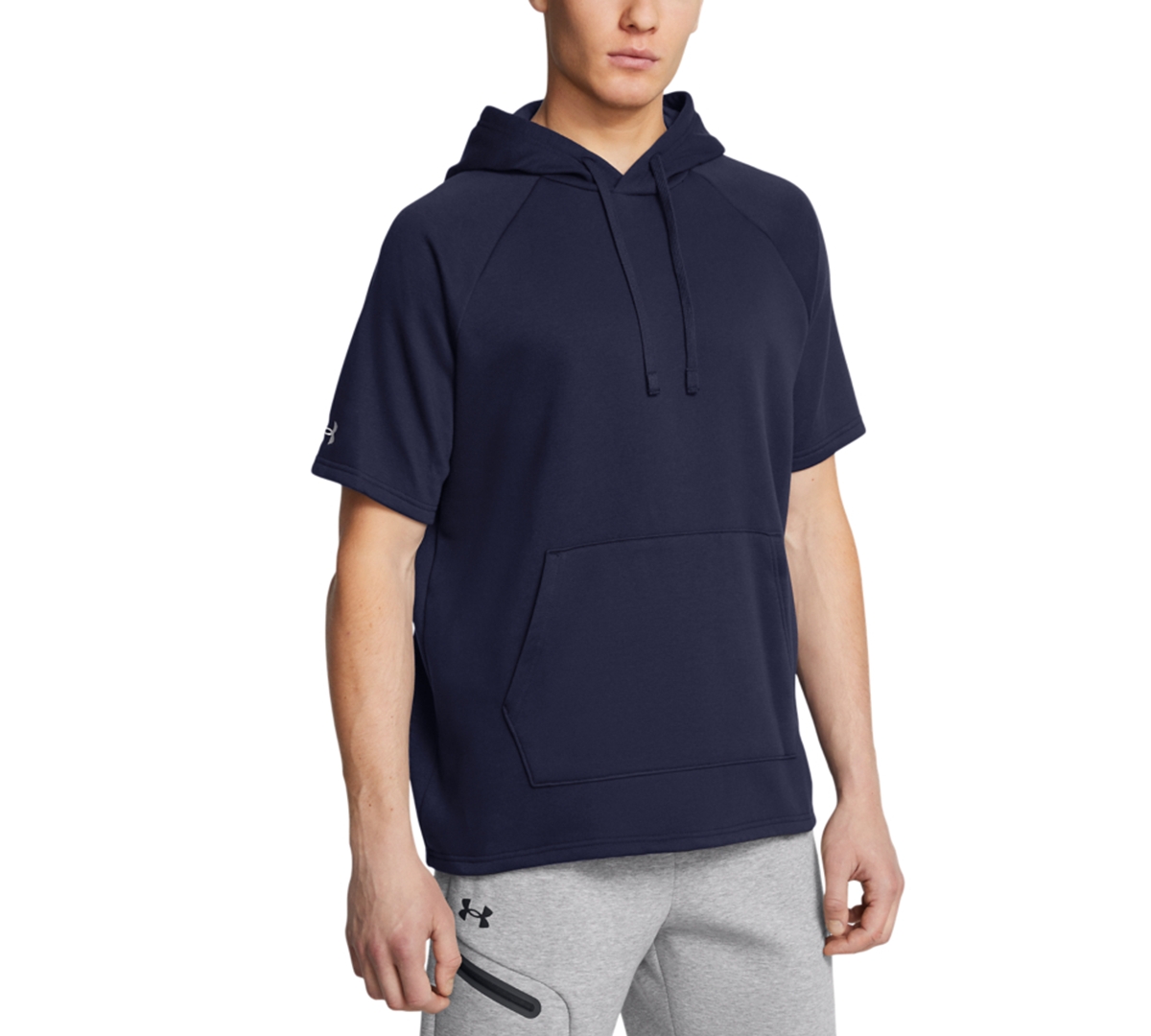 Men's Rival Regular-Fit Fleece Hooded T-Shirt - Black /Wht
