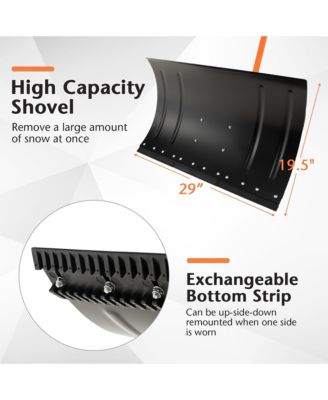 29" Snow Shovel Heavy-Duty Metal Adjustable Angle & Height Snow Clear with Wheels