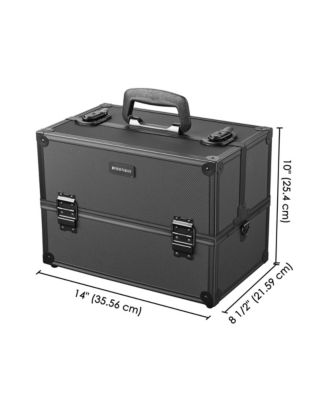 14"x8"x10" Lockable ABS Aluminum Cosmetic Makeup Case Box Train Black